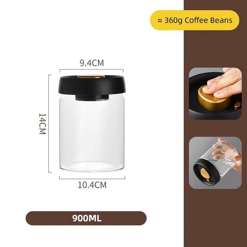 Barattolo Sottovuoto per Caffè in Chicchi - Contenitore Ermetico Salva Aroma per Alimenti
