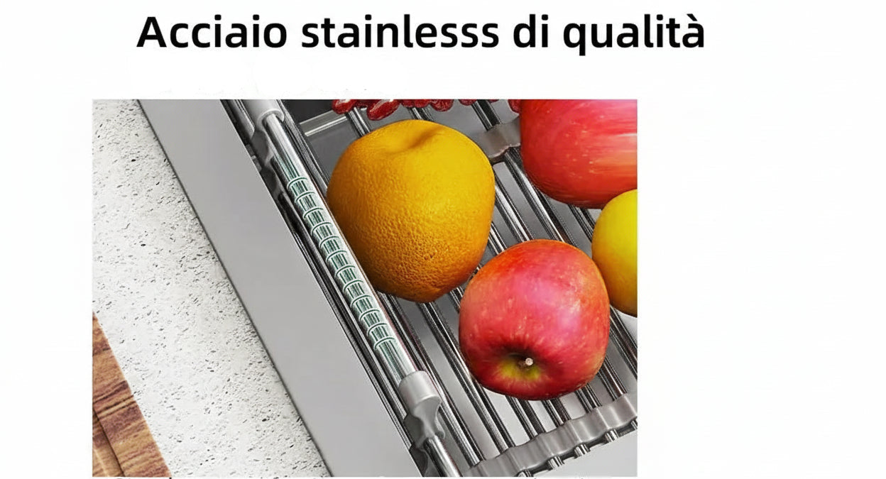 Scolapiatti Pieghevole in Acciaio Inossidabile – Cestello Scola Piatti Salvaspazio per Lavello Cucina