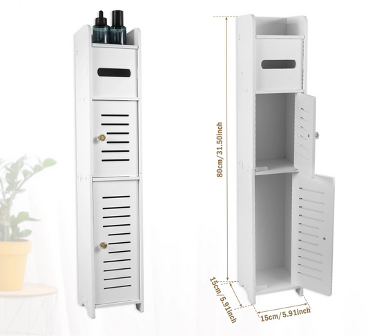 Armadietto Bagno 3 Ripiani con Portarotolo - Salvaspazio Bianco