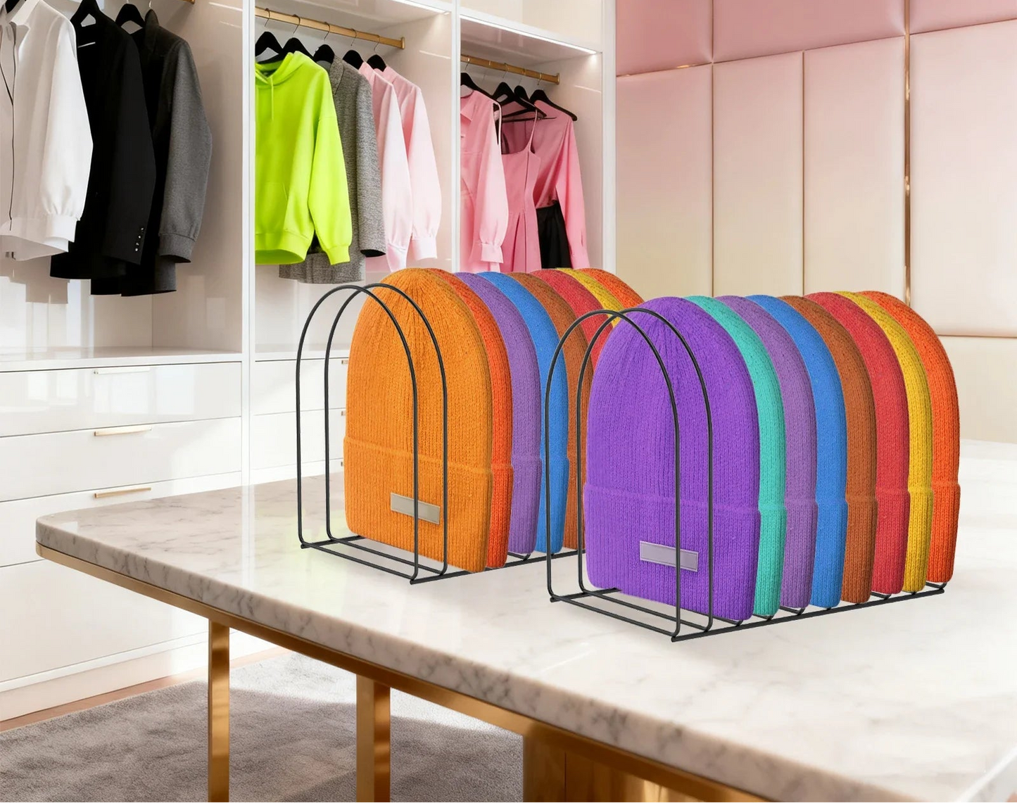 Organizzatore per Cappelli di Lana - Set 2 Pezzi Espositore Berretti Invernali in Ferro