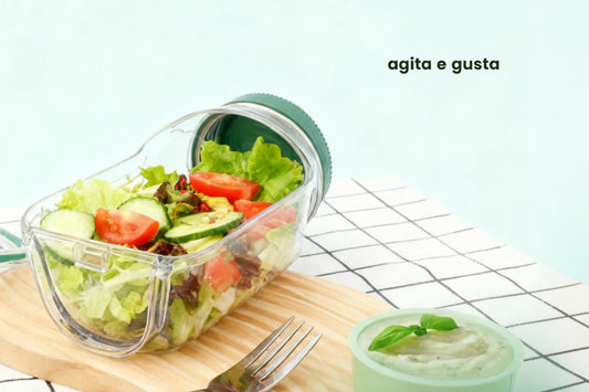 Contenitore Insalata Ermetico con Forchetta - Barattolo Porta Pranzo Portatile