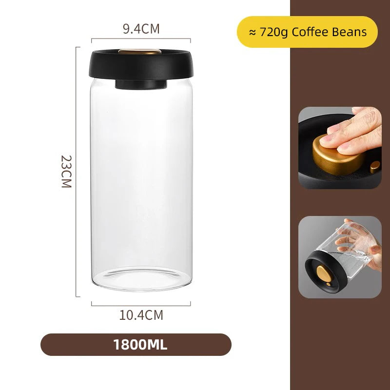 Barattolo Sottovuoto per Caffè in Chicchi - Contenitore Ermetico Salva Aroma per Alimenti