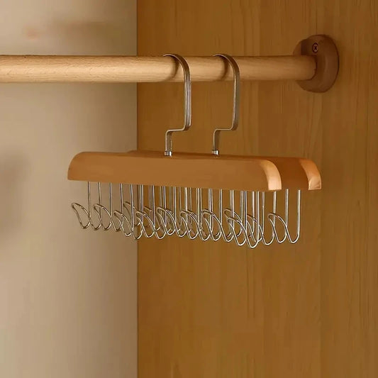 Appendiabiti Legno 8 Ganci Rotanti 360° - Organizer Salvaspazio per Reggiseni e Accessori