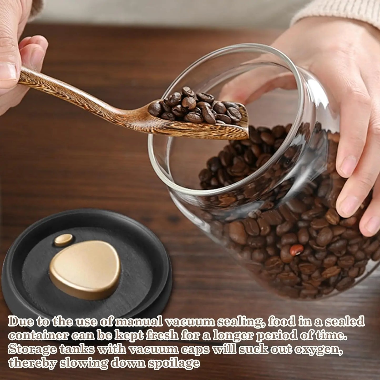 Barattolo Sottovuoto per Caffè in Chicchi - Contenitore Ermetico Salva Aroma per Alimenti