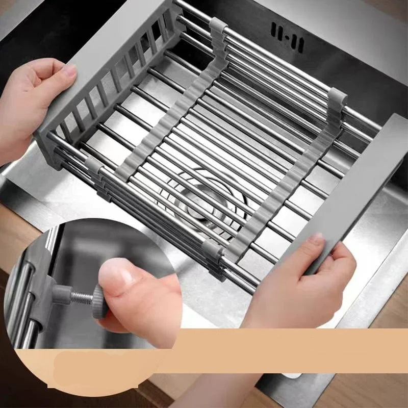Scolapiatti Pieghevole in Acciaio Inossidabile – Cestello Scola Piatti Salvaspazio per Lavello Cucina