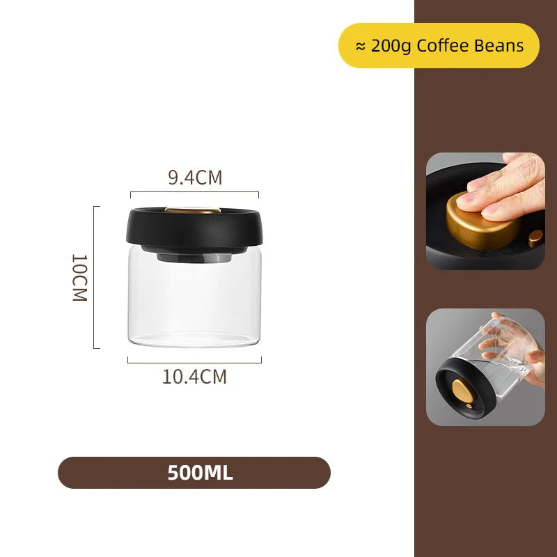 Barattolo Sottovuoto per Caffè in Chicchi - Contenitore Ermetico Salva Aroma per Alimenti