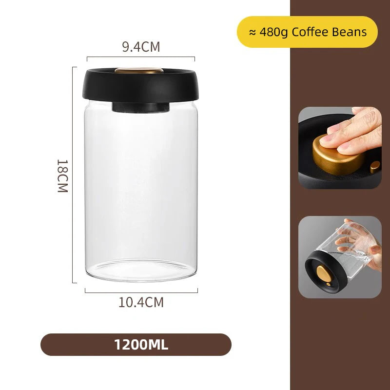 Barattolo Sottovuoto per Caffè in Chicchi - Contenitore Ermetico Salva Aroma per Alimenti