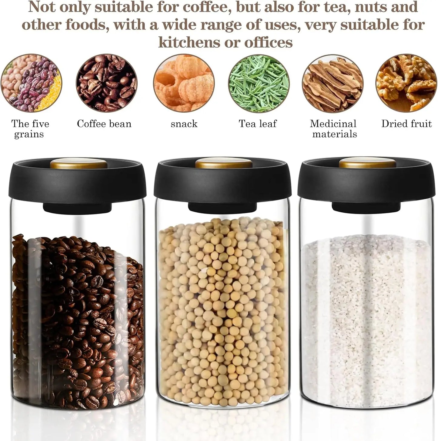 Barattolo Sottovuoto per Caffè in Chicchi - Contenitore Ermetico Salva Aroma per Alimenti